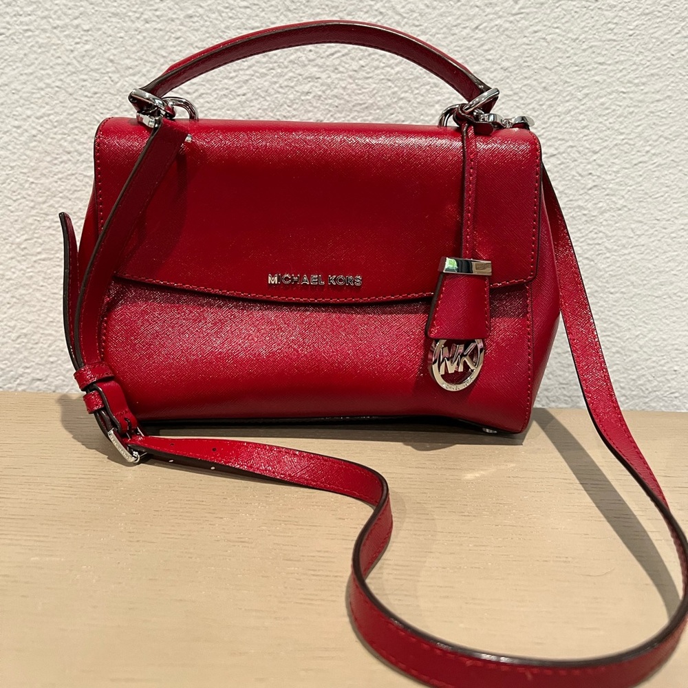 Michael Kors Ava Satchel Cherry Red